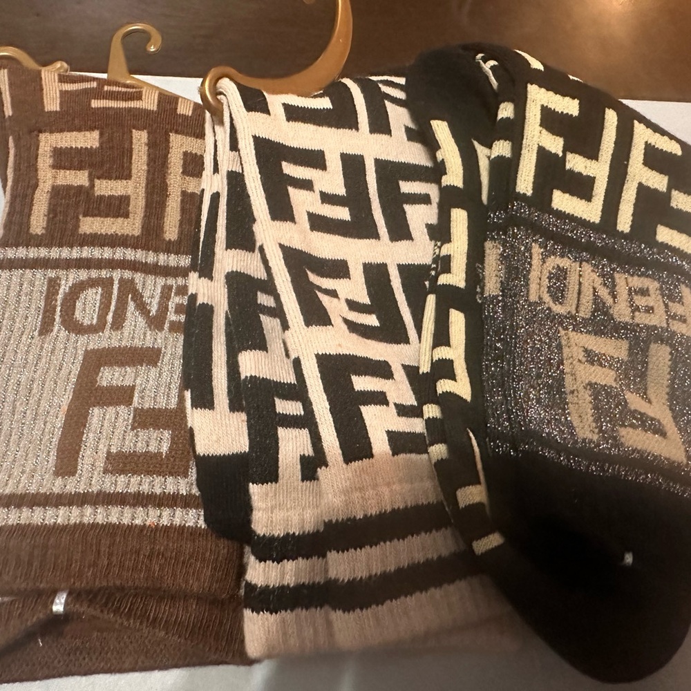 Fendi Brown, Cream, and Black Knit Scarves